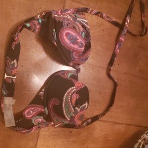 Victoria's Secret black/paisley swim top 32A